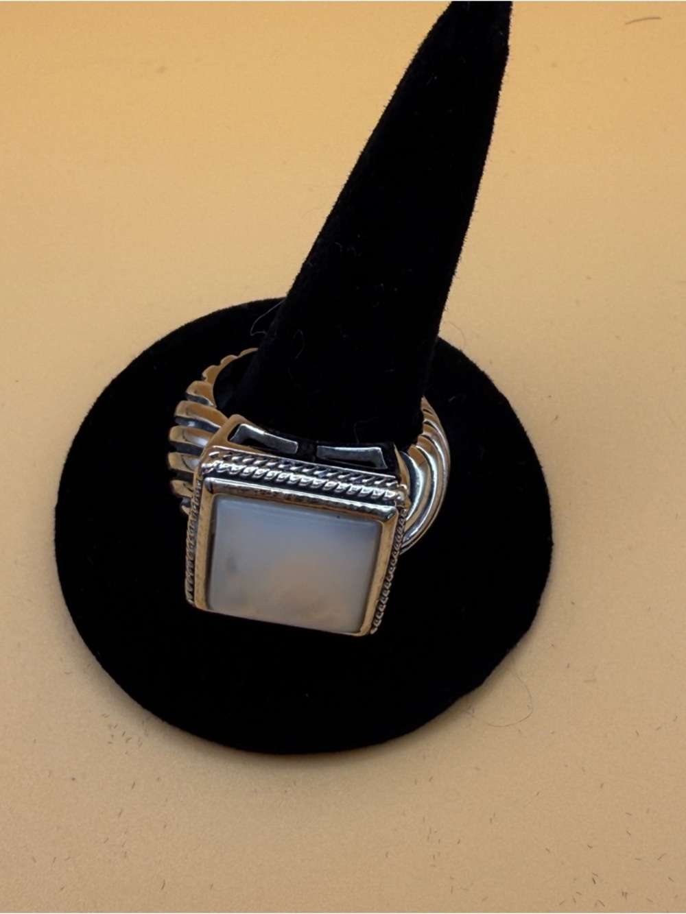 Ring with Square Mother-of-Pearl Center - Costume Jewelry